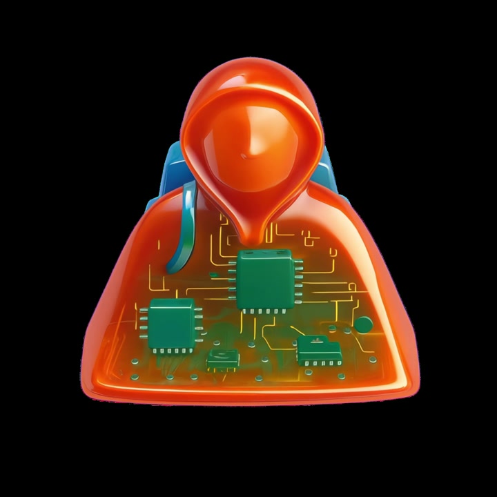 Rotating 3D Icon of Digital Person with Internal Circuitry