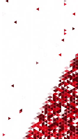 abstract geometric white background with a red frame with twinkling triangles. copy space. looped animation. vertical video.