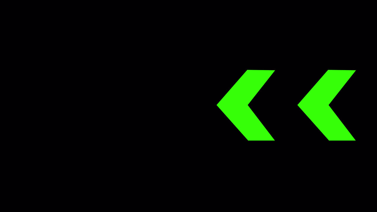 Animated Green Chevrons Moving Left on Black Background