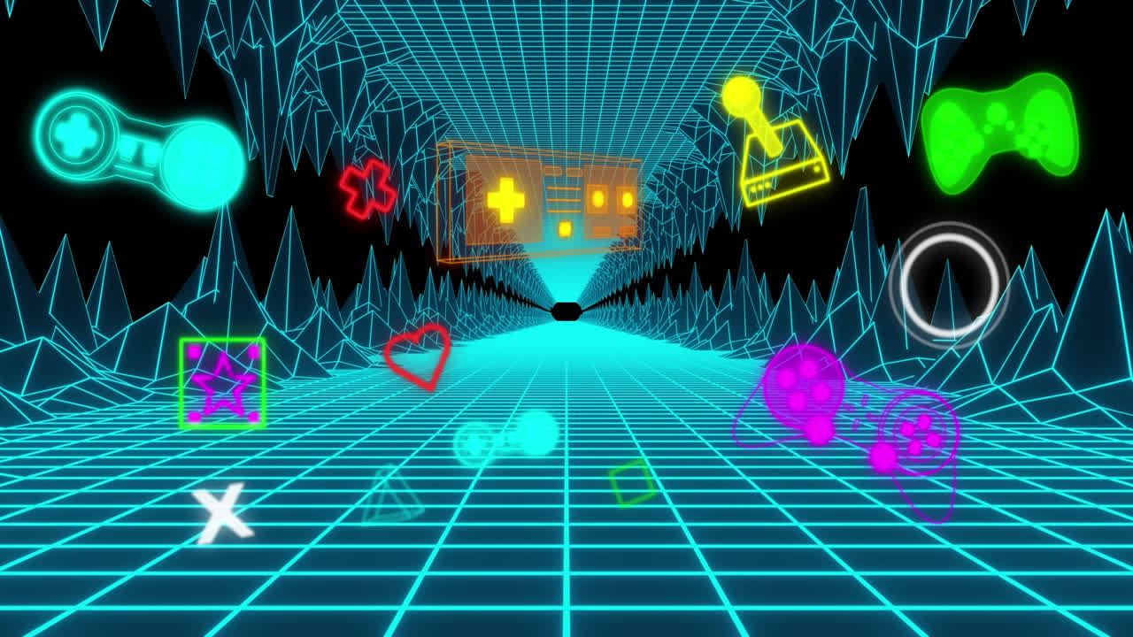 삼각형과 게임 아이콘에 대한 데이터 처리 애니메이션