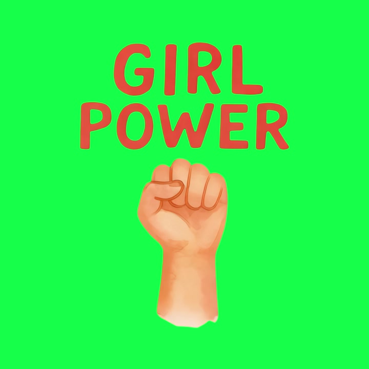 Texto "Girl Power" e Ilustração de Punho Cerrado em Tela Verde