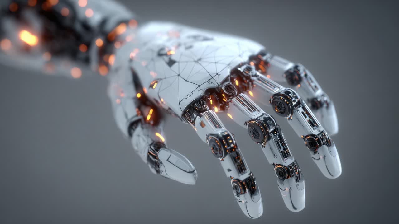 A Futuristic Robotic Hand Reaching Out: Exploring the Intersection of Advanced Technology and Human Interaction Through a Stunning Visual Representation