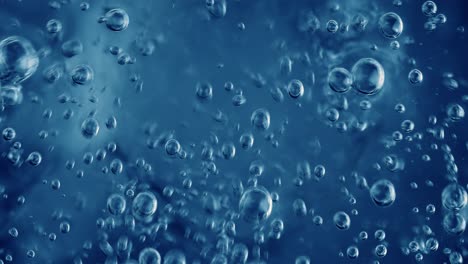 oxygen bubbles in water on a blue abstract background