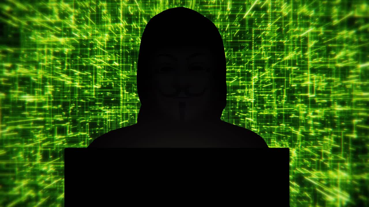 Anonymous Masked Hacker Cyber Security Attack - 4K Dark Web Cybercrime Computer Hacked