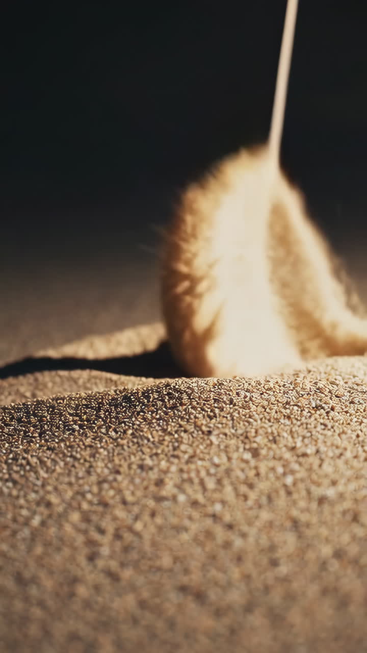 A series of close-up images featuring sand, from static textures to dynamic pouring
