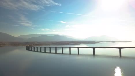 Drone-shot-over-polifitos-serene-lake-near-Kozani-in-Greece