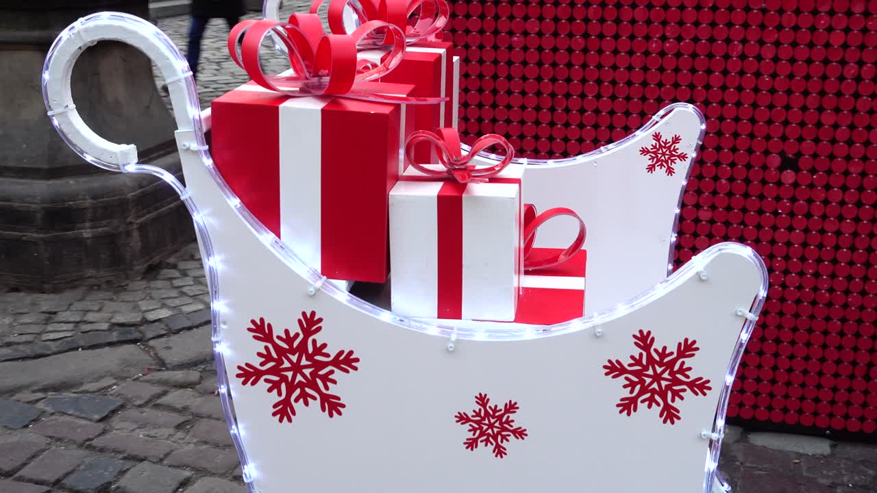 Trenó de Natal com cervos. Conceito natalino.