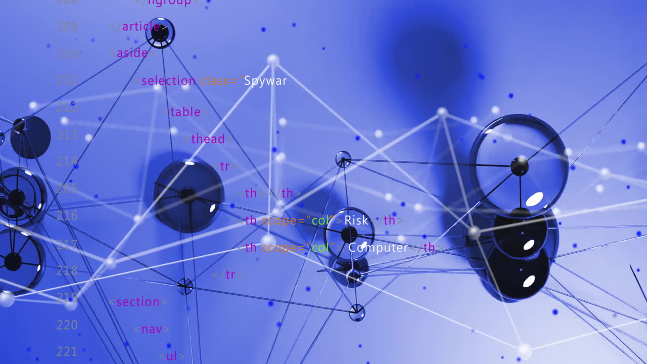 animación del procesamiento digital de datos y la red de conexiones