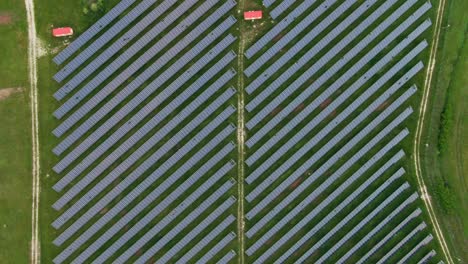 aerial view of solar panels producing renewable energy