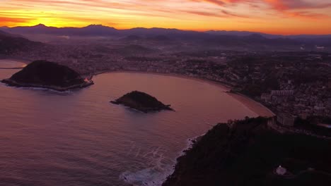 san sebastián aerial drone footage sunset