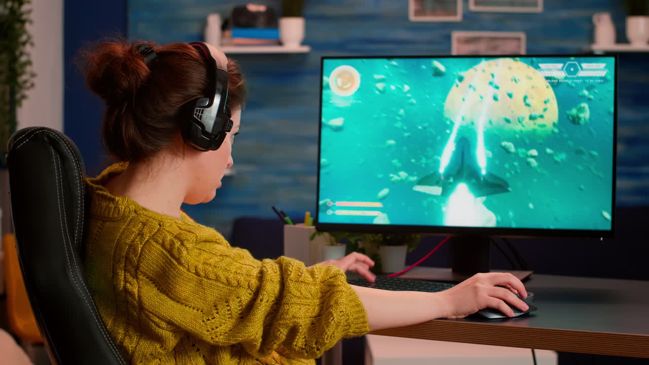 Professional esport woman player looking at camera smiling