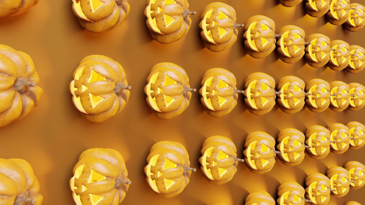 오렌지색 배경에 할로윈 호박 장식 패턴