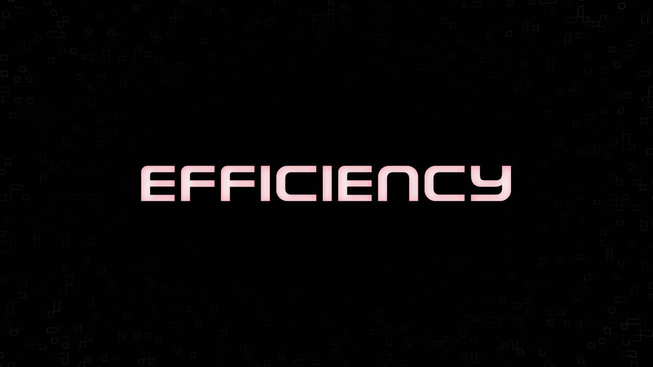 Electrified flashing EFFICIENCY animated graphic in white yellow and black