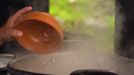 making  stew in boiling pot