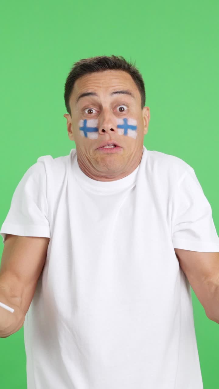 Man Cheering for Finland, angry with the decision of referee