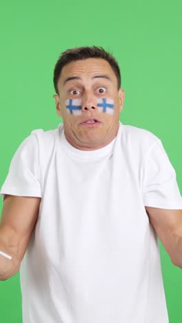 man cheering for finland, angry with the decision of referee