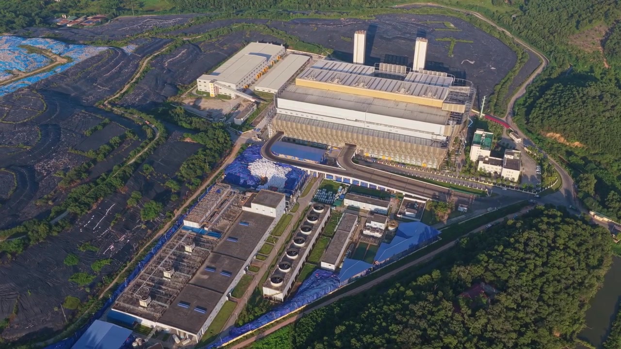 Aerial View of Waste-to-Energy Power Plant Facility