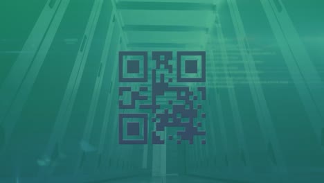 Animation-Des-Neon-QR-Code-Scanners-Und-Der-Datenverarbeitung-Im-Computer-Serverraum