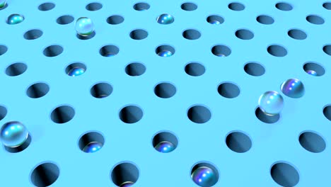 balls jumping into holes. abstract 3d animation.