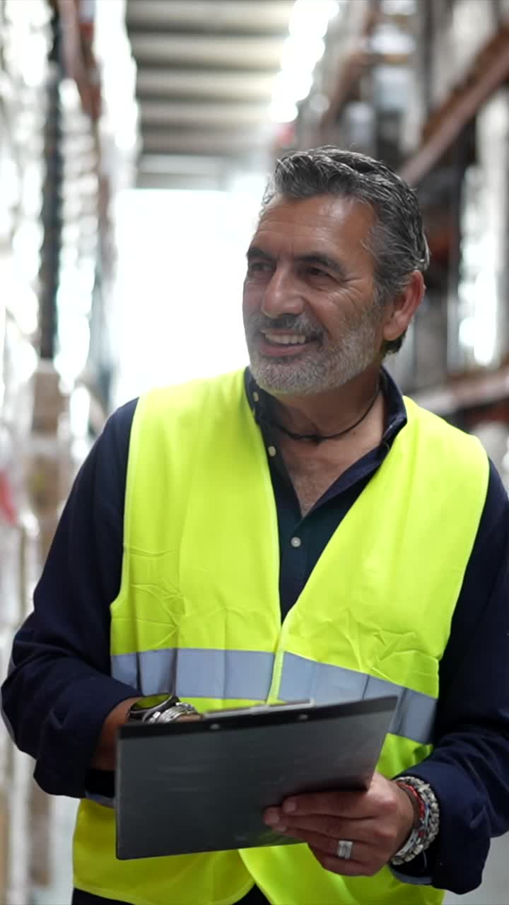 trabajador de almacén con clipboard