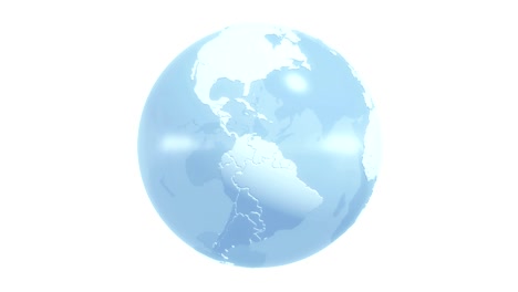 spinning white and blue world globe