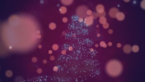 animación de nieve cayendo sobre el árbol de navidad