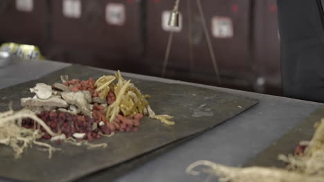 traditional chinese medicine shop weighing ingredients mixed herbal medicines