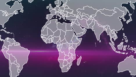 animation of glowing purple light over world map