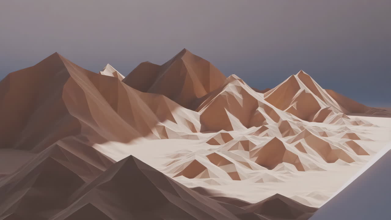Abstract Low-Poly Mountain Landscape 3D Render