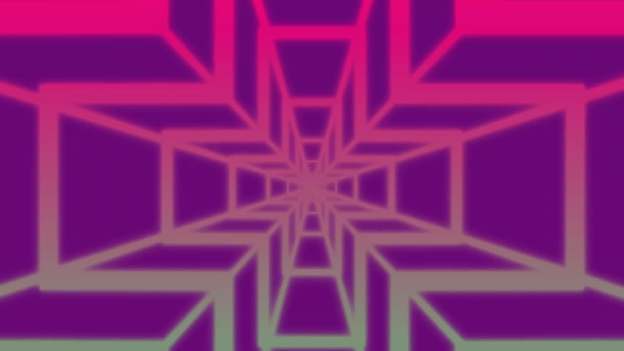 animación de formas en movimiento sobre fondo púrpura