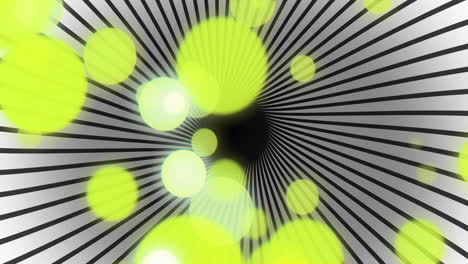 animation of yellow light spots over spinning stripes