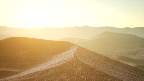 Aerial-view-on-big-sand-dunes-in-Sahara-desert-at-sunrise