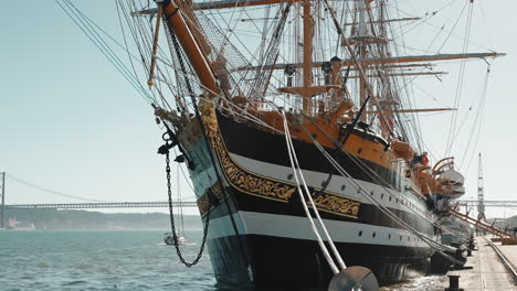 historic sailing ship in port