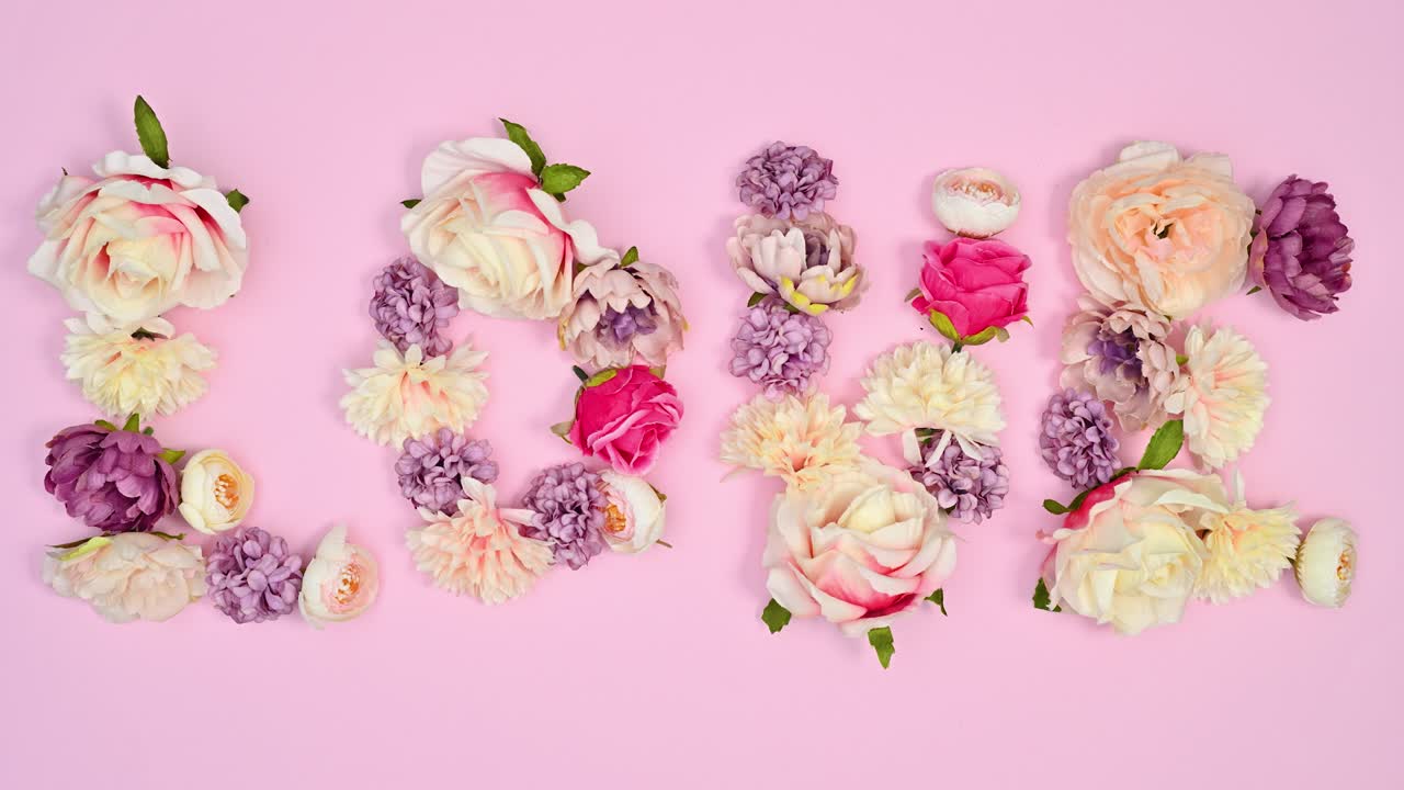 파스텔 분홍색 테마에 꽃을 피우는 봄 꽃의 사랑으로 만들어진 스 모션