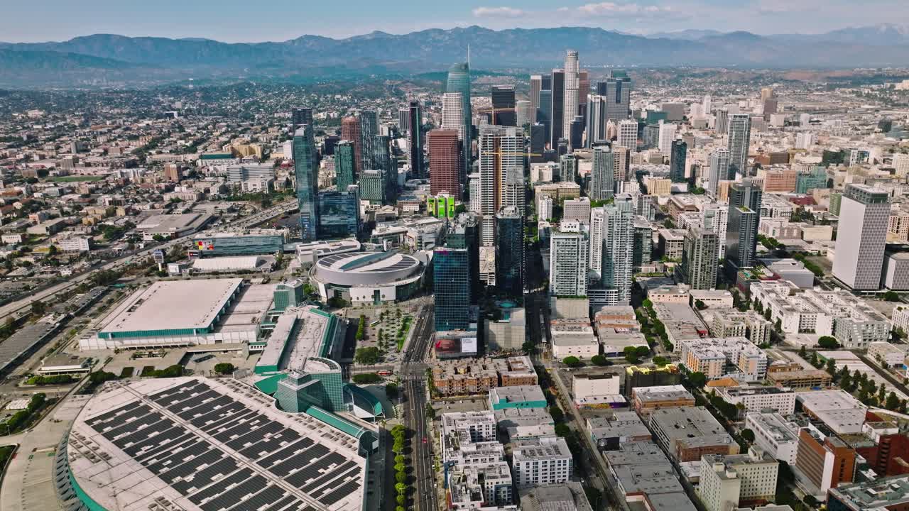 Banks buildings, skyscrapers in Los Angeles downtown