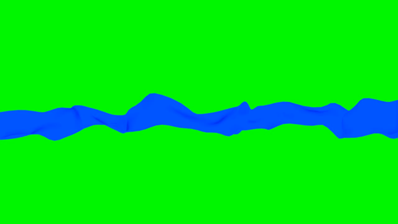 파란색 긴 직물 부드럽게 흐르는 녹색 배경 4k 알파 비디오에 loopable.