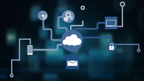 Animation-Des-Netzwerks-Von-Verbindungen-Cloud-Computing