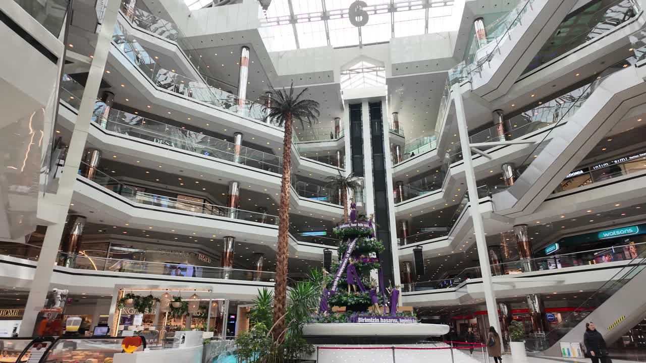 Shopping Mall Interior with Christmas Decoration