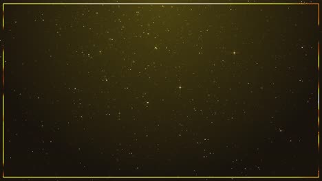 Gold particles abstract frame border background with shining golden floating dust particles flare