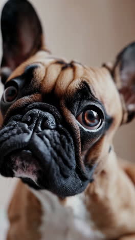 close-up of a french bulldog's face