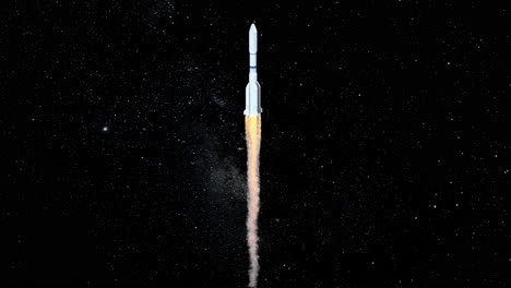 cohete en el espacio, renderización en 3d.