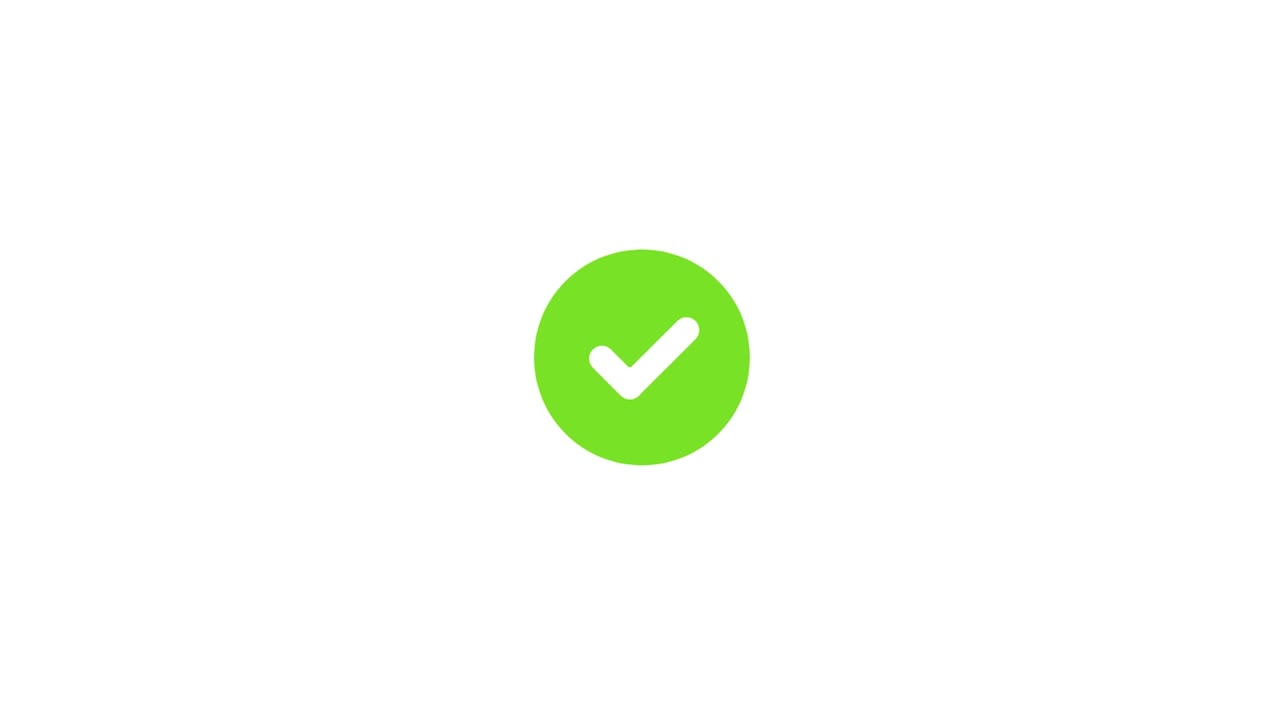 Check mark icon on white background. 4K animation.