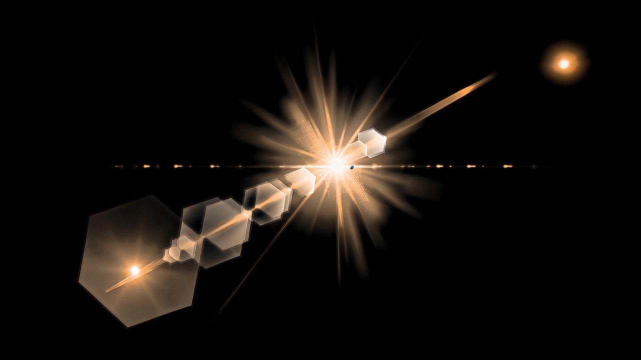 Goudoranje lensflare met hexagonaal lichteffect