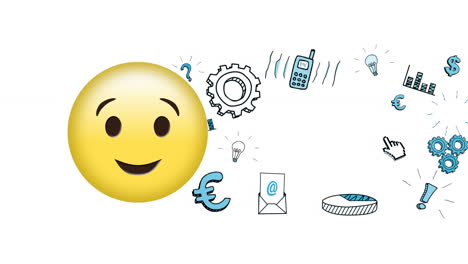 animation of winking face emoji icon over white background