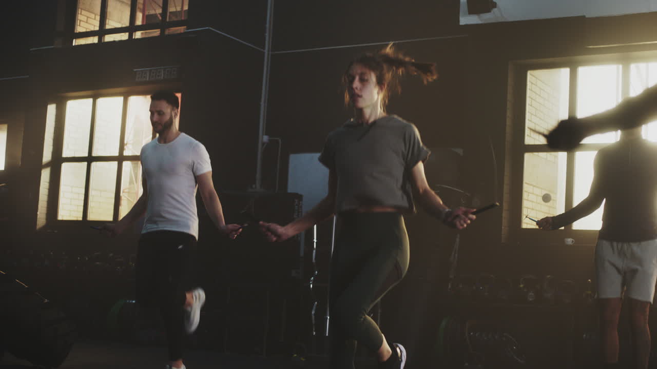 Group Jumping Rope Workout in Gym