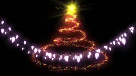 animation of fairy lights and christmas tree