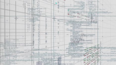 animación del procesamiento de datos estadísticos y bursátiles a través de la red de red contra un fondo gris