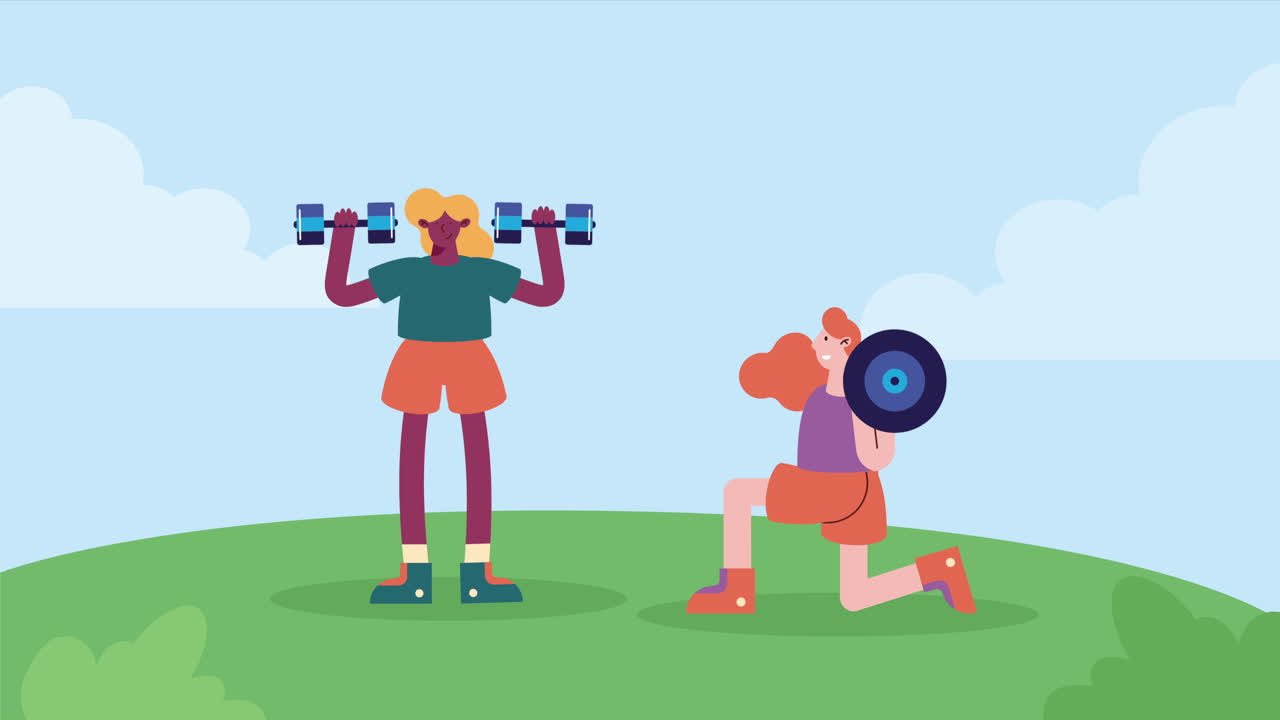 운동 장면 애니메이션을 연습하는 여성 운동 선수