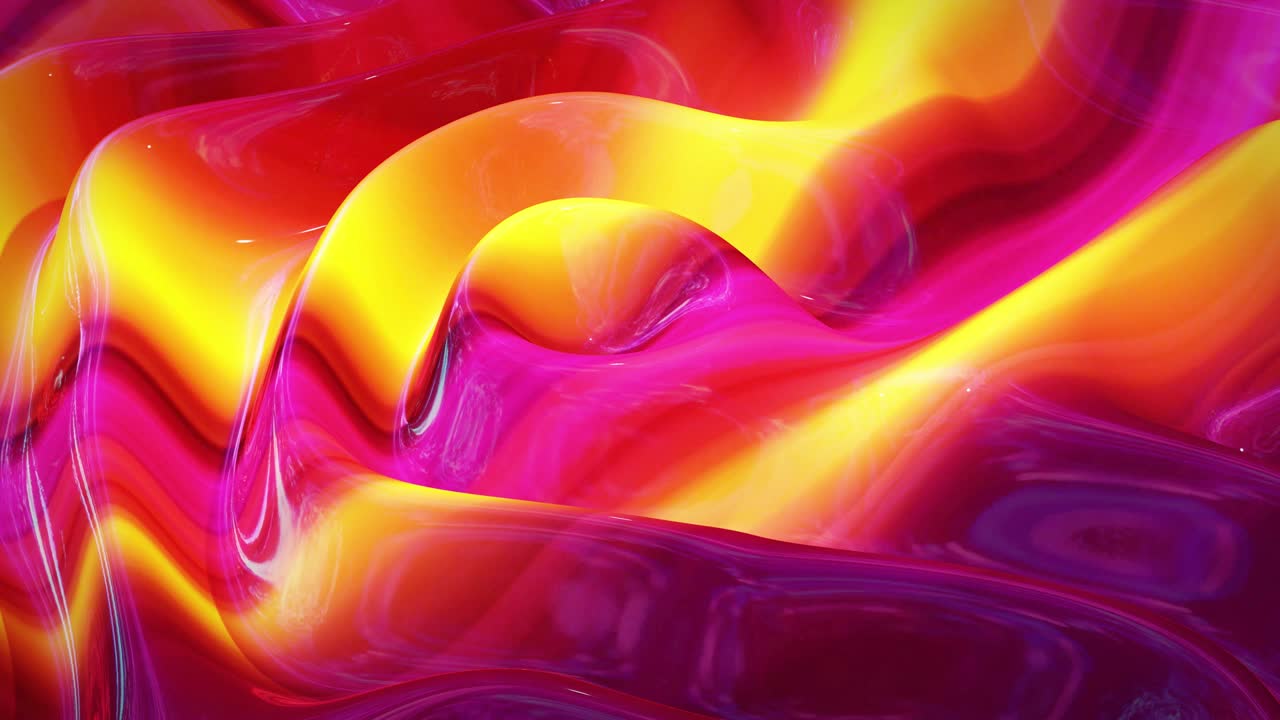 Looped abstract fluid background multicolor marble style. Beautiful glossy wavy surface of liquid with pattern, gradient color and flow waves on it. Creative bright bg with soft smooth animation.