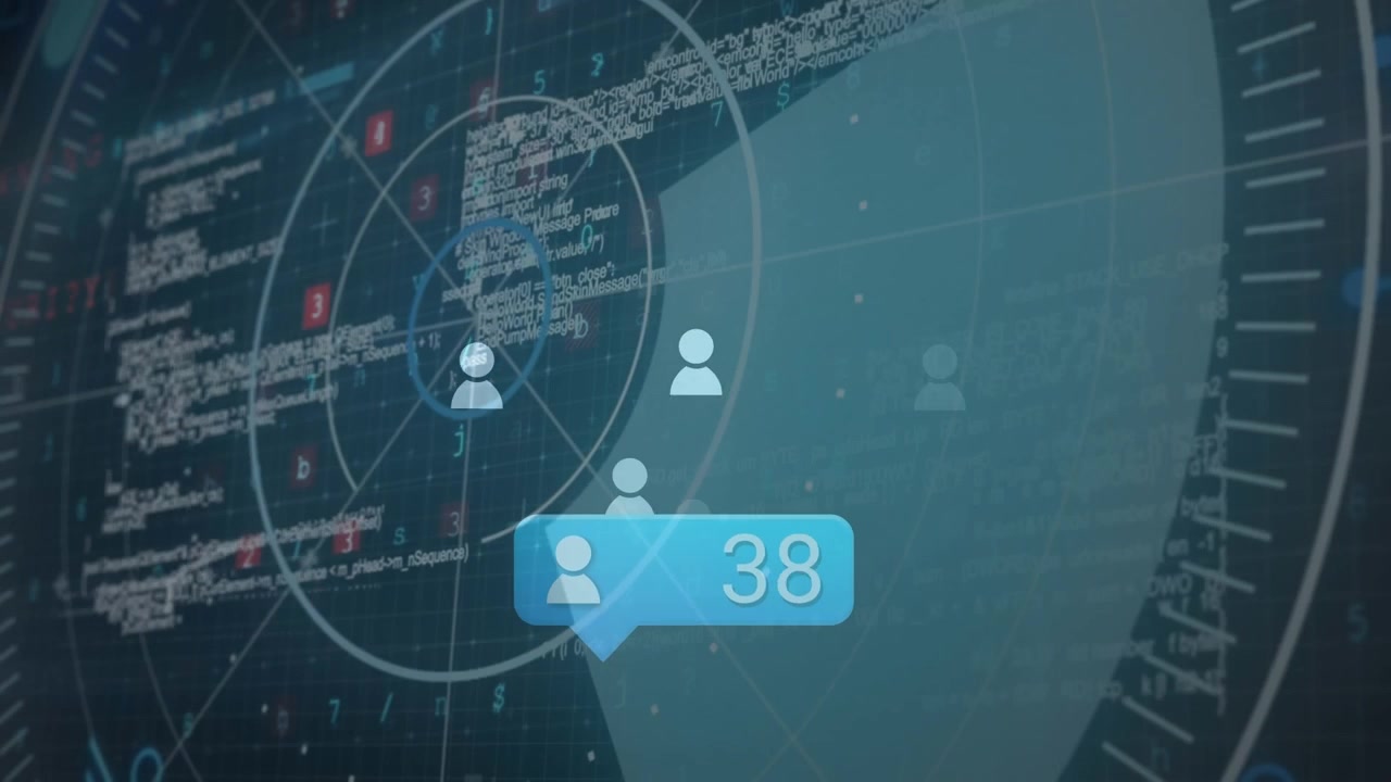 Digital Social Media Notification Counter on Cyber Security Radar Interface